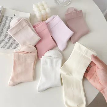 1 чифт/розови чорапи, без костилка, чорапи със средна дължина, пролетно-есенни свободни обикновена чорапи с дрямка, чорапи ins tide домакин