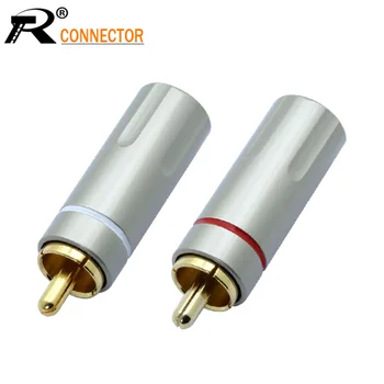2 бр./1 чифт Позлатени RCA конектор plug RCA адаптер Видео/Аудио Кабели Конектор с Поддръжка на кабел 6 мм, бяло и червено супер бързо