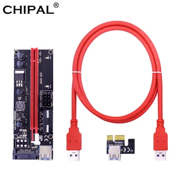 CHIPAL 009S PCI-E 1X 16X Странично Card 009 PCI Express 4Pin 6Pin SATA Molex Мощност 1 M USB 3.0 Кабел за Предаване на Данни Litecoin Bitcoin Миньор