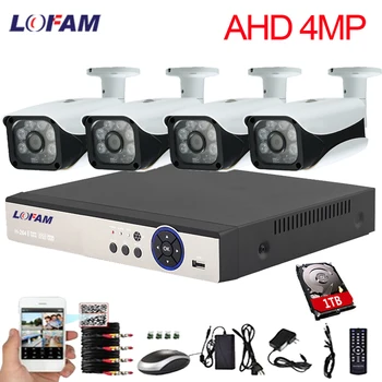 LOFAM 8-Канална Система за Видеонаблюдение 4CH 4ШТ 4.0 MP Външна Водоустойчива Камера за Сигурност 8CH 4MP DVR NVR Дневен и Нощен Комплект Система за Видеонаблюдение