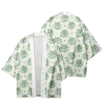 Годишният свободен мъж жена японски жилетка Градинска облекло Кимоно с анимационни принтом растения Плажни шорти, Риза Хаори Cosplay Юкат