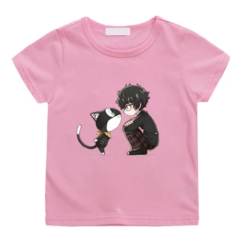 Тениска с принтом Morgana Cat Persona 5, Детска тениска с анимационни графики принтом, 100% Памук, Детски тениска за момчета/момичета, Сладки